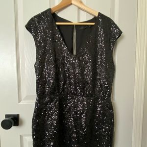 H&M PARTY BLACK SEQUIN OPEN BACK MINI DRESS
